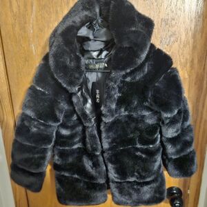 Luxurious Black Faux Fur Kids Coat